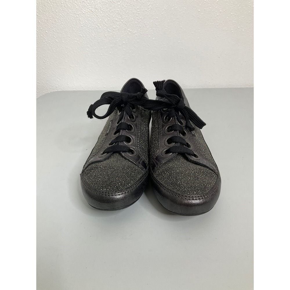Mephisto Air-Relax Womens 6.5 Black Metallic Shimmer Leather Sneakers - Picture 2 of 8